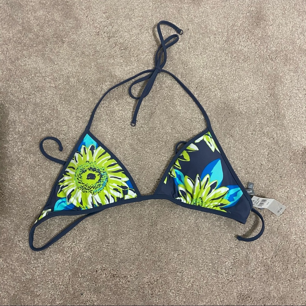 Aerie Blue-Green Floral Triangle Bikini Top Size M NWT